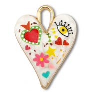 Metaal bedels met enamel heart White-multicolour-gold