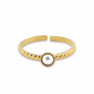 Ringen van Stainless steel Roestvrij staal (RVS) pearl Gold-white