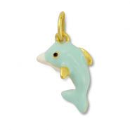 Metaal bedels dolphin Mint green-white-gold