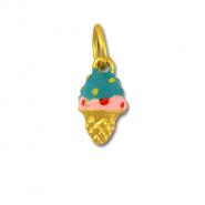 Metaal bedels ice lolly Turquoise-pink-gold