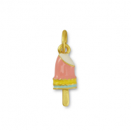 Metaal bedels ice lolly Pink-yellow-gold