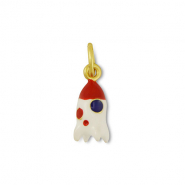 Metaal bedels rocket White-red-gold