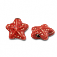 Keramiek kraal starfish Red