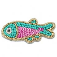Broches fish Turquoise-pink-gold