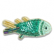 Broches fish Green-gold-multicolour AB coating