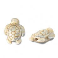 Keramiek kraal turtle Off white-gold-silver