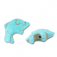 Keramiek kraal dolphin Turquoise blue