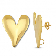 Benodigdheden van Stainless steel Roestvrij staal (RVS) oorbellen / oorsteker heart with loop Gold