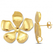 Benodigdheden van Stainless steel Roestvrij staal (RVS) oorbellen / oorsteker flower with loop Gold