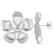 Benodigdheden van Stainless steel Roestvrij staal (RVS) oorbellen / oorsteker flower with loop Silver