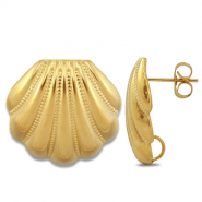 Benodigdheden van Stainless steel Roestvrij staal (RVS) oorbellen / oorsteker shell with loop Gold