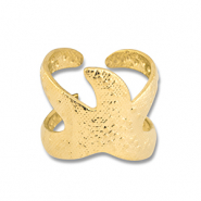 Ringen van Stainless steel Roestvrij staal (RVS) starfish Gold