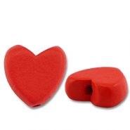 Houten kralen heart Red