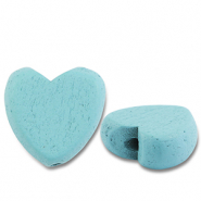 Houten kralen heart Light blue