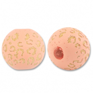 Houten kralen rond 16mm pattern Peach pink-natural