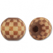 Houten kralen rond 10mm pattern Brown-natural
