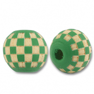 Houten kralen rond 10mm pattern Green-natural