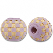 Houten kralen rond 10mm pattern Light purple-natural