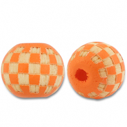 Houten kralen rond 10mm pattern Orange-natural