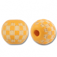 Houten kralen rond 10mm pattern Light orange-natural