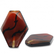 Kralen natuursteen agaat hexagon Transparent amber brown-black