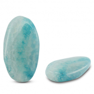 Kralen natuursteen chalcedoon & agaat oval crackled Transparent light blue