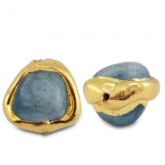 Kralen natuursteen beryl irregular Blue grey-gold