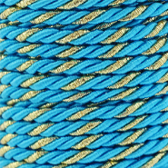 Musthave koord twisted 3mm Turquoise-gold