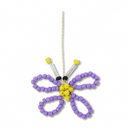 Hanger van glaskralen butterfly Purple-yellow-black