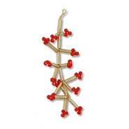 Hanger van glaskralen flower Gold-red