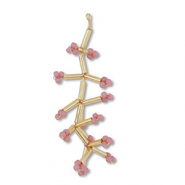 Hanger van glaskralen flower Gold-mauve