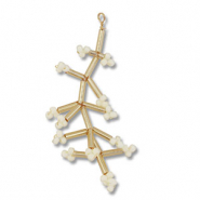 Hanger van glaskralen flower Gold-off white