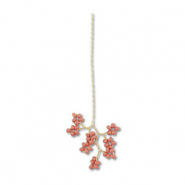 Hanger van glaskralen flower Gold-mauve pink