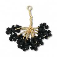 Hanger van glaskralen flower Gold-black