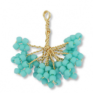 Hanger van glaskralen flower Gold-turquoise