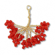 Hanger van glaskralen flower Gold-red