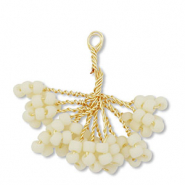 Hanger van glaskralen flower Gold-off white