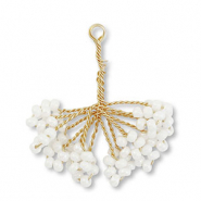 Hanger van glaskralen flower Gold-white