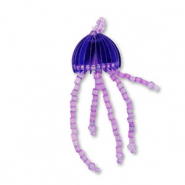 Hanger van glaskralen jellyfish Blue-purple-transparent purple lined AB