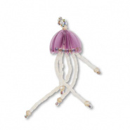 Hanger van glaskralen jellyfish Lilac-nude-transparent AB