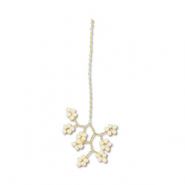 Hanger van glaskralen flower Gold-off white