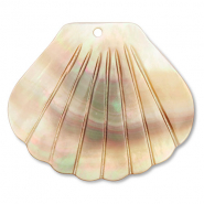 Schelp hanger scallop White (natuurlijke kleur schelp)-brown