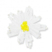 Hanger van glaskralen flower Transparent white-transparent yellow-white
