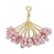 Hanger van glaskralen flower Gold-mauve