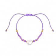 Musthave enkelbandjes mixed beads Purple-white-gold