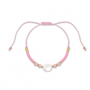 Musthave enkelbandjes mixed beads Pink-white-gold