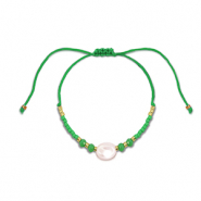 Musthave enkelbandjes mixed beads Green-white-gold