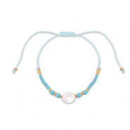 Musthave enkelbandjes mixed beads Light blue-white-gold