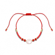 Musthave enkelbandjes mixed beads Red-white-gold