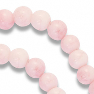 Glaskralen 8 mm Misty rose-white